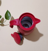 فلاسک چای و آب جوش دو جداره استیل دسته دار با در پیچی فشاری ۱۲۰۰ میل