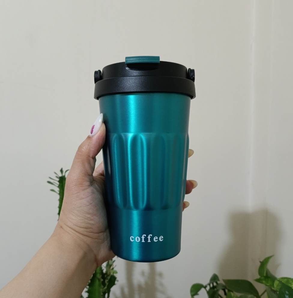 تراول ماگ دسته سطلی کافی coffee شیاردار 500 میل - Coffee - تراول ماگ