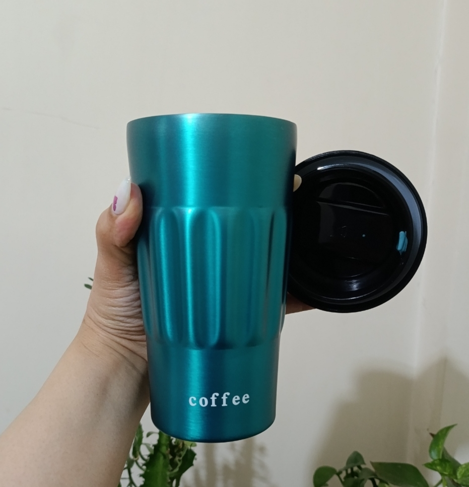 تراول ماگ دسته سطلی کافی coffee شیاردار 500 میل - Coffee - تراول ماگ