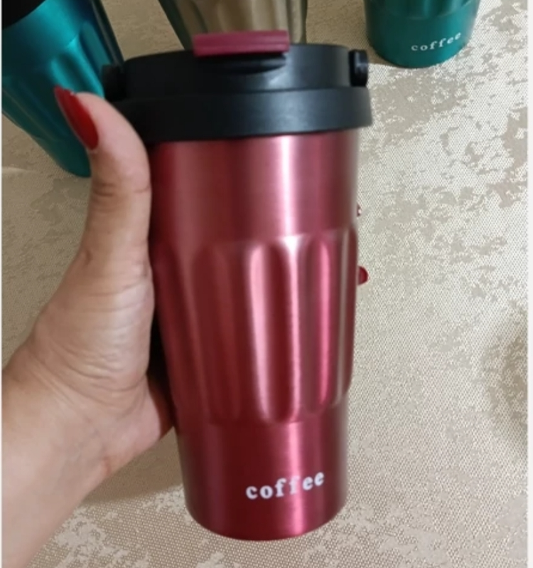 تراول ماگ دسته سطلی کافی coffee شیاردار 500 میل - Coffee - تراول ماگ