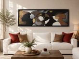 تابلو دکوراتیو مدرن طرح چهره انتزاعی سه زن | تابلو آبستره برجسته 120×45